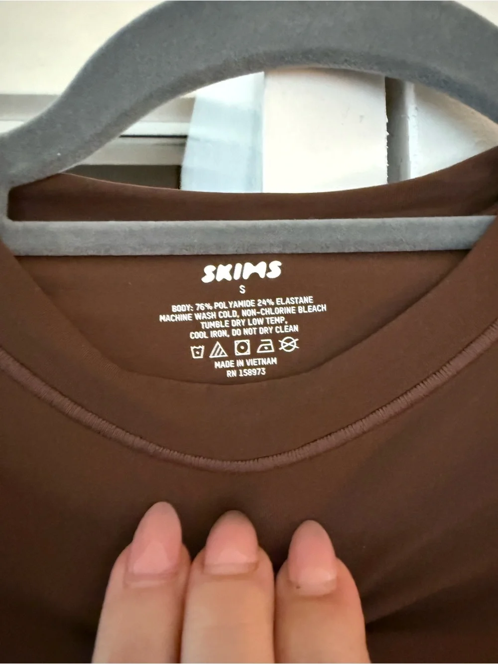 SKIMS Brown Long Sleeve Crewneck Bodysuit